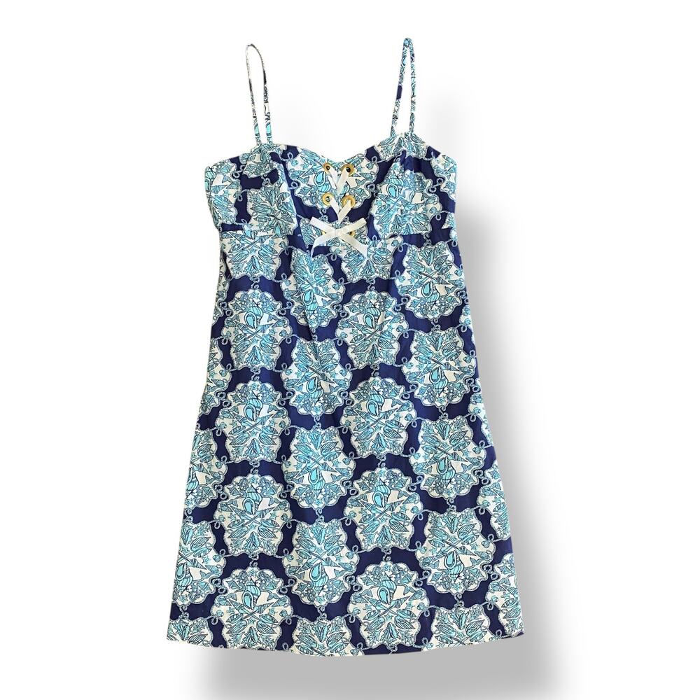 Lilly Pulitzer Rilee Hey Sailor Lace Up Navy White Mermaid Dress Size 6 Sirens